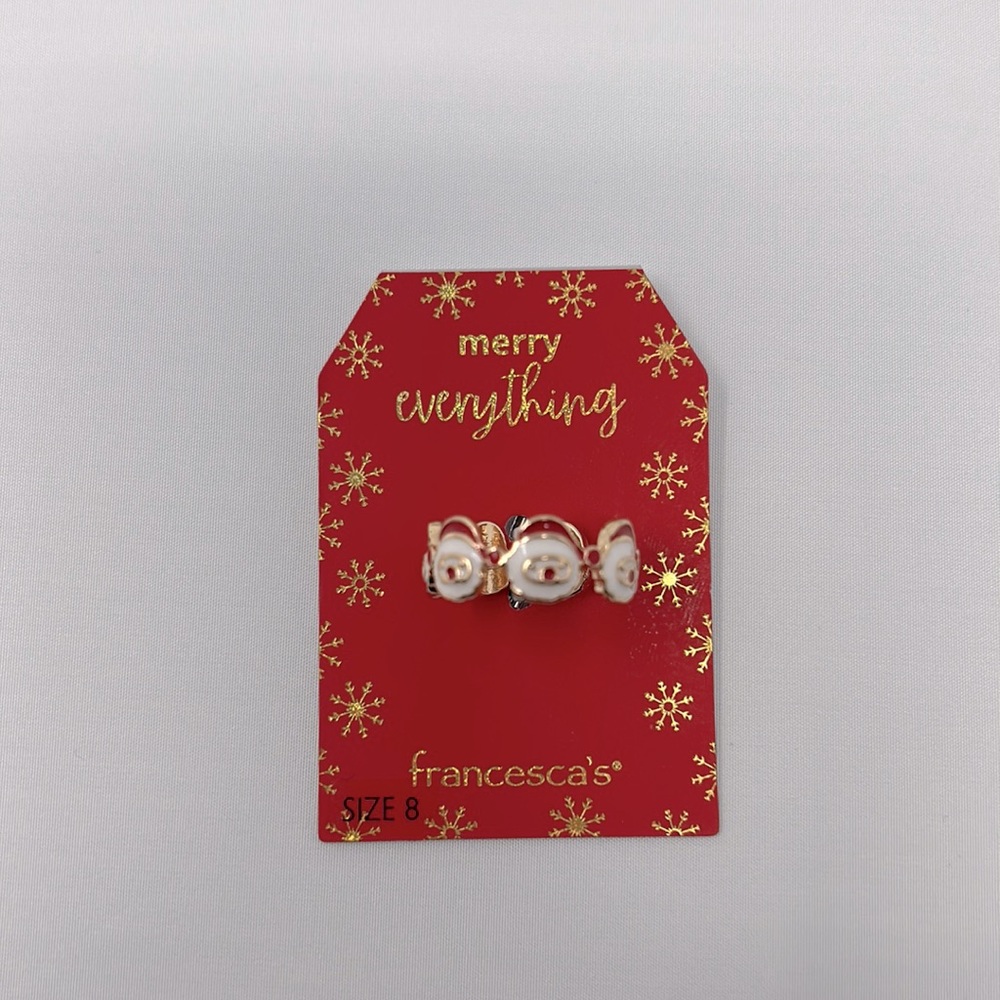 Francesca’s Merry Everything Santa Claus Christmas Ring Size 8